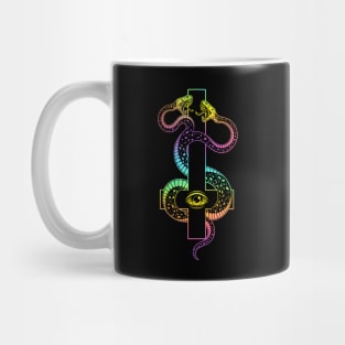 inverted cross. satanic two-headed serpent Mug